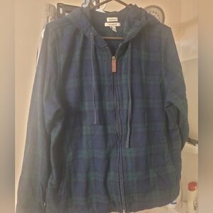 L.L. Bean Relaxed Fit Plaid Jacket in Blue and Green